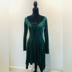 ElvenForest Lace-up Pixie Dress / Fit and Flare Dress / Fairy Dress / Elf Dress